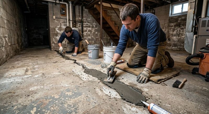 Cracked Basement Floor Repair in North Bergen, NJ