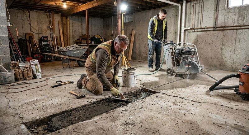 Cracked Basement Floor Repair in North Bergen, NJ